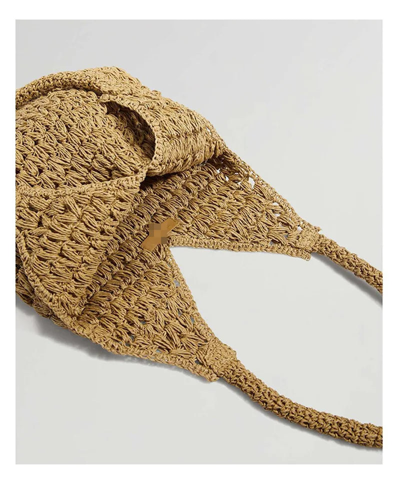 Handmade Straw Beach Bag Summer Woven Totes Large Shoulder Bag for Women Straw Purses and Handbags Rattan Boho Bag Raffia