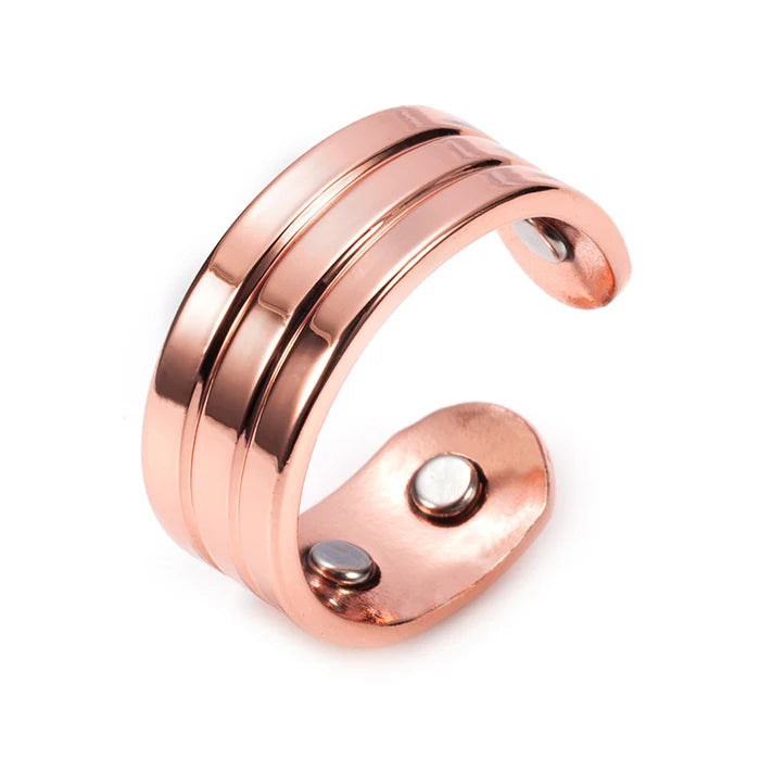 Adjustable Copper Rings Magnetic Health Energy Metal Open Cuff Ring Man 9mm Arthritis Matte Finger Ring for Men Christmas Gift