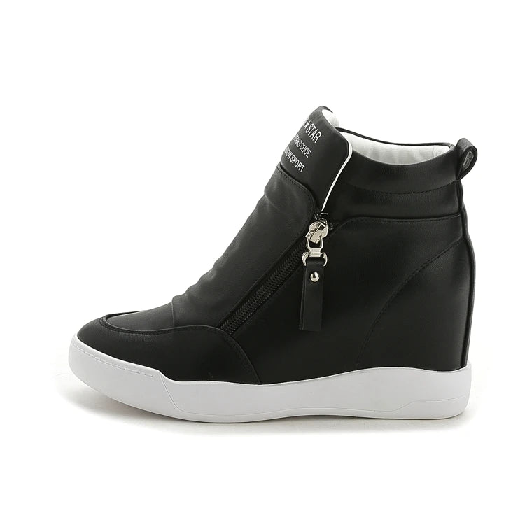 Increase your Height. Spring New brand Women Skateboarding shoes Slip-On outdoor walking Shoes jogging sneakers White Black Board Shoes