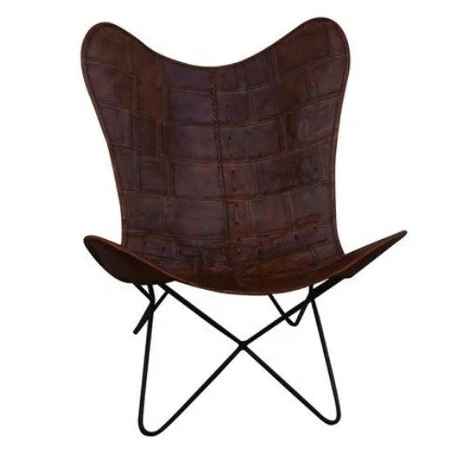 Hot Selling Modern Living Room Brown Genuine Leather Butterfly Chairs