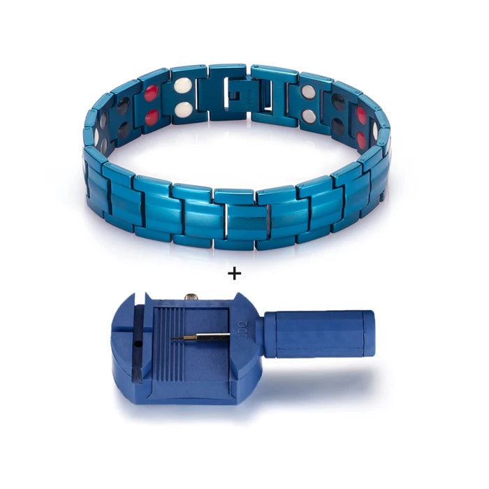 Black Titanium Magnetic Bracelet Mens Chain Link Health Energy Magnetic Titanium Bracelet Germanium Magnet Health Bracelets Male