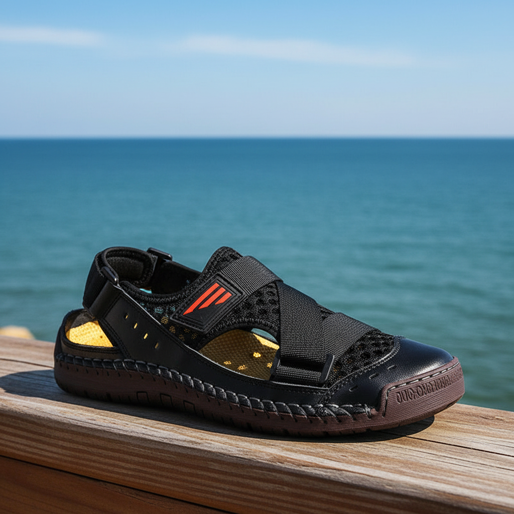Summer Beach Fun Casual Comfortable Genuine Leather Sandals Men Sewing Soft Sole Fashion Men Casual Shoes