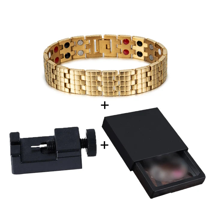 Magnetic Bracelet Male 16mm Wide Wristband Magnetic Stainless Steel Men Bracelets Hand Chain Link Health Energy Jewelry for Men