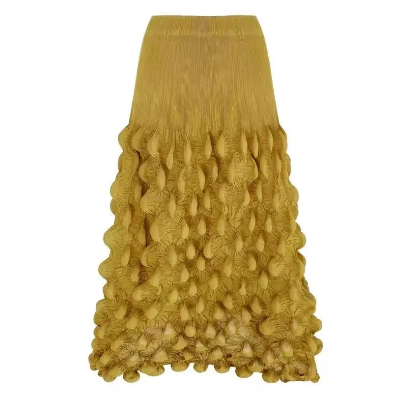 Miyake Fold 2025 Summer New Women's Bubble Skirt Korean Fashion Designer Loose Street Wear Half Body Skirt