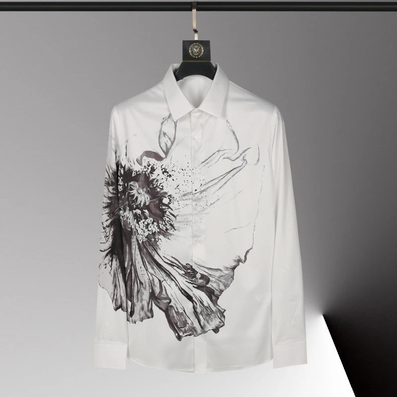 High-end men's shirt 3D printed pattern men's shirt long sleeve lapel fashion casual top Hawaiian shirt vacation large size 6xl