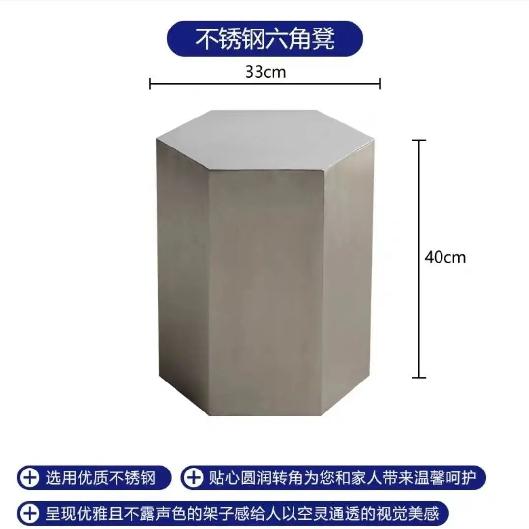 Nordic Metal Living Room Stool Industrial Round Chair for Milk Tea Shop Commercial Furniture Stainless Steel Simple Bistro Seat