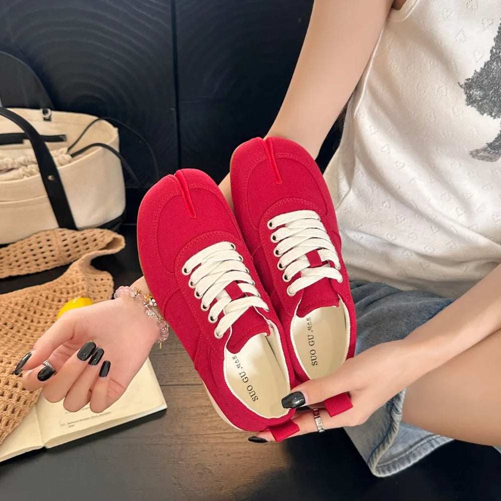German Training Shoes Women's 2026 Summer Lace Up Forrest Gump Shoes Women's Split Toe Breathable Sports Shoes