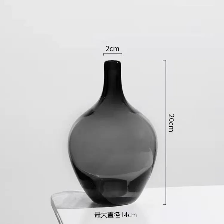 Hanging clock vase simple big belly glass vase home living room flower arrangement hydroponic floor transparent large vase black