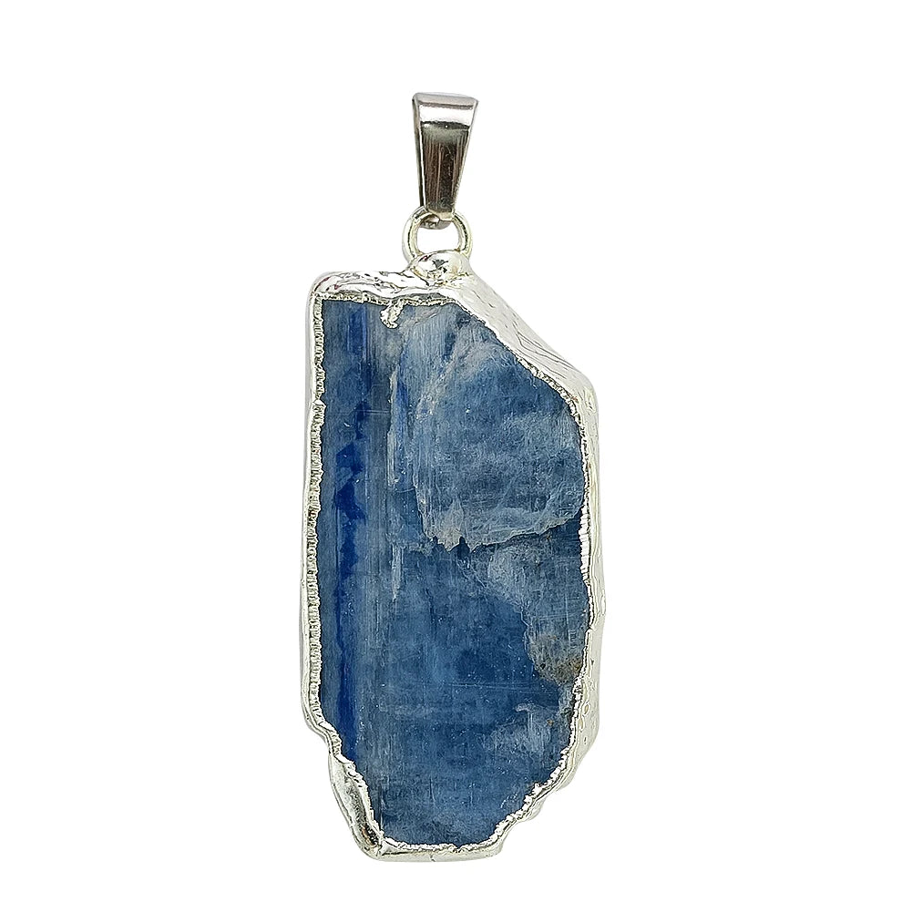 1PC Natural Sapphire Crystal Quartz Raw Ore Energy Stone Metal Trim Irregular Necklace Pendant Charm Dangle Jewelry Making Parts