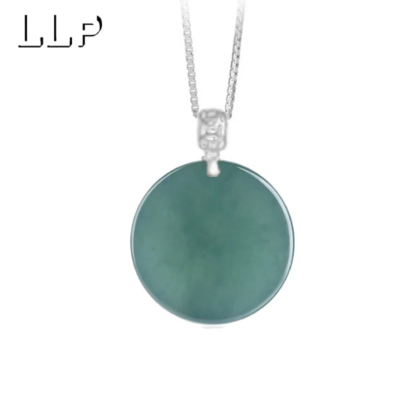 S925 Silver Inlaid With Natural Blue Water Emerald Round Pendant For Girls As a Festival Gift Or Charm For Protection