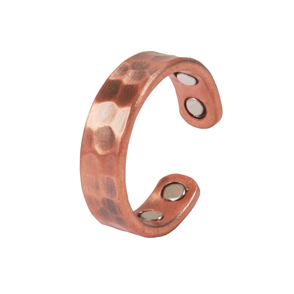 Vinterly Pure Copper Magnetic Rings for Women Adjustable Vintage 6mm Cuff Jewellery Wedding Bands Resizable Finger Mens Rings