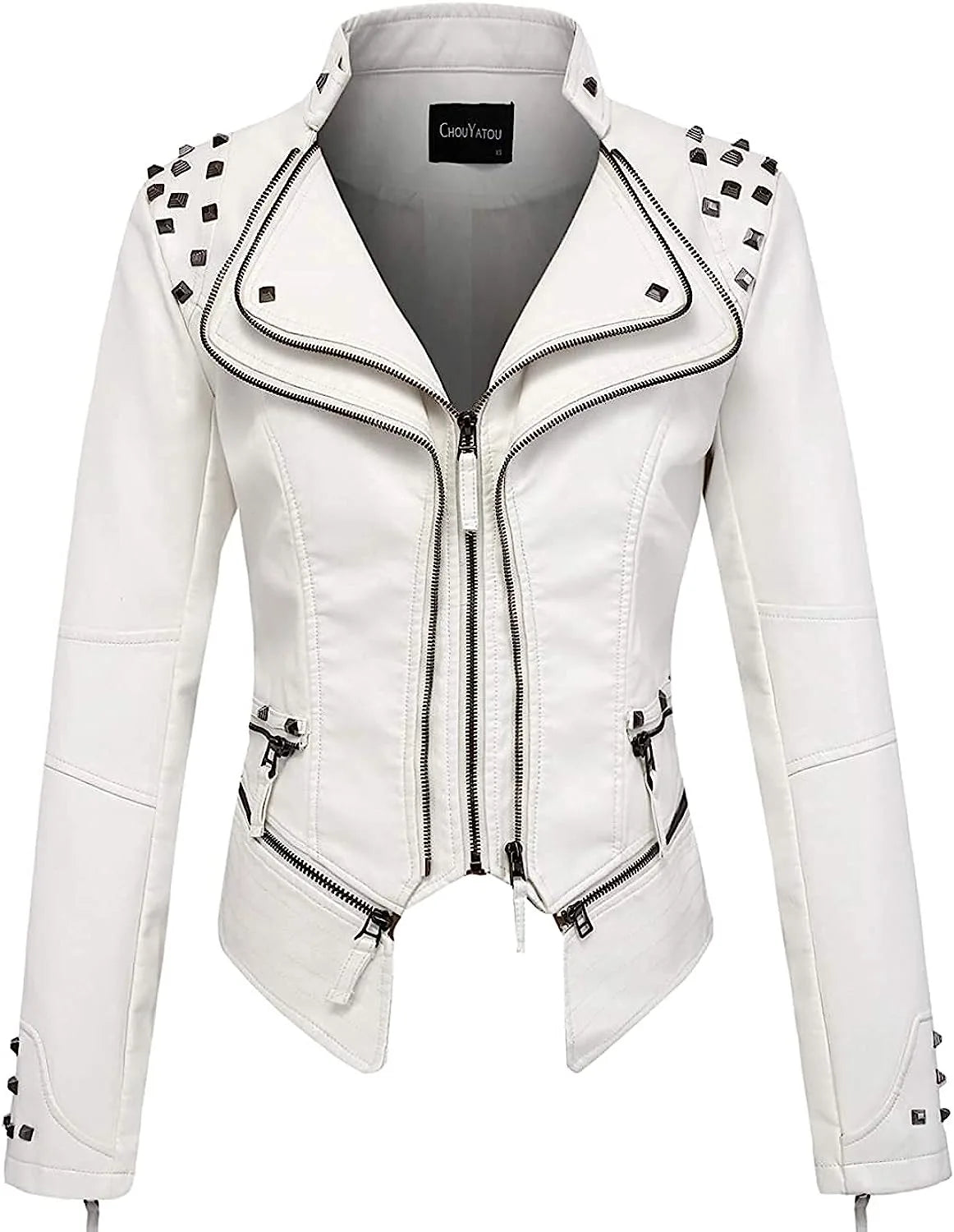 2025 2026 Winter- Spring New Style Suit Collar Rivet Waist Short Washed Pu Leather Jacket