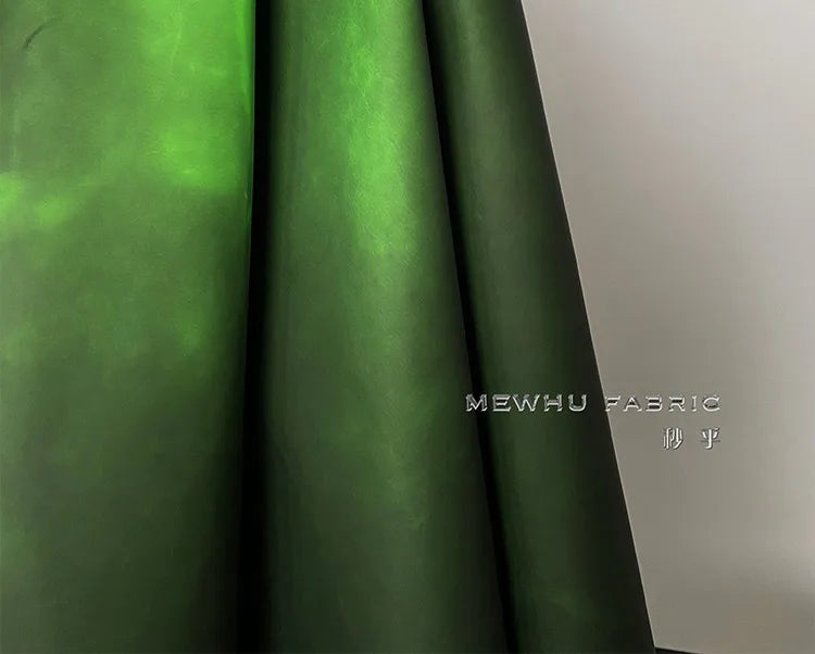 Leather PU Fabric Photosensitive Black Turns Green Creative Designer Apparel Sewing Fabrics Cloth for By Meter Diy Material