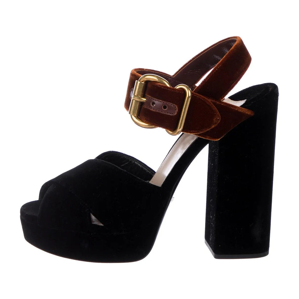 Velvet Cross Strap Platfrom Heeled Sandals Peep Toe Block Heel Buckle Strap Shoes Women Mixed Color Solid Shallow High Heels New