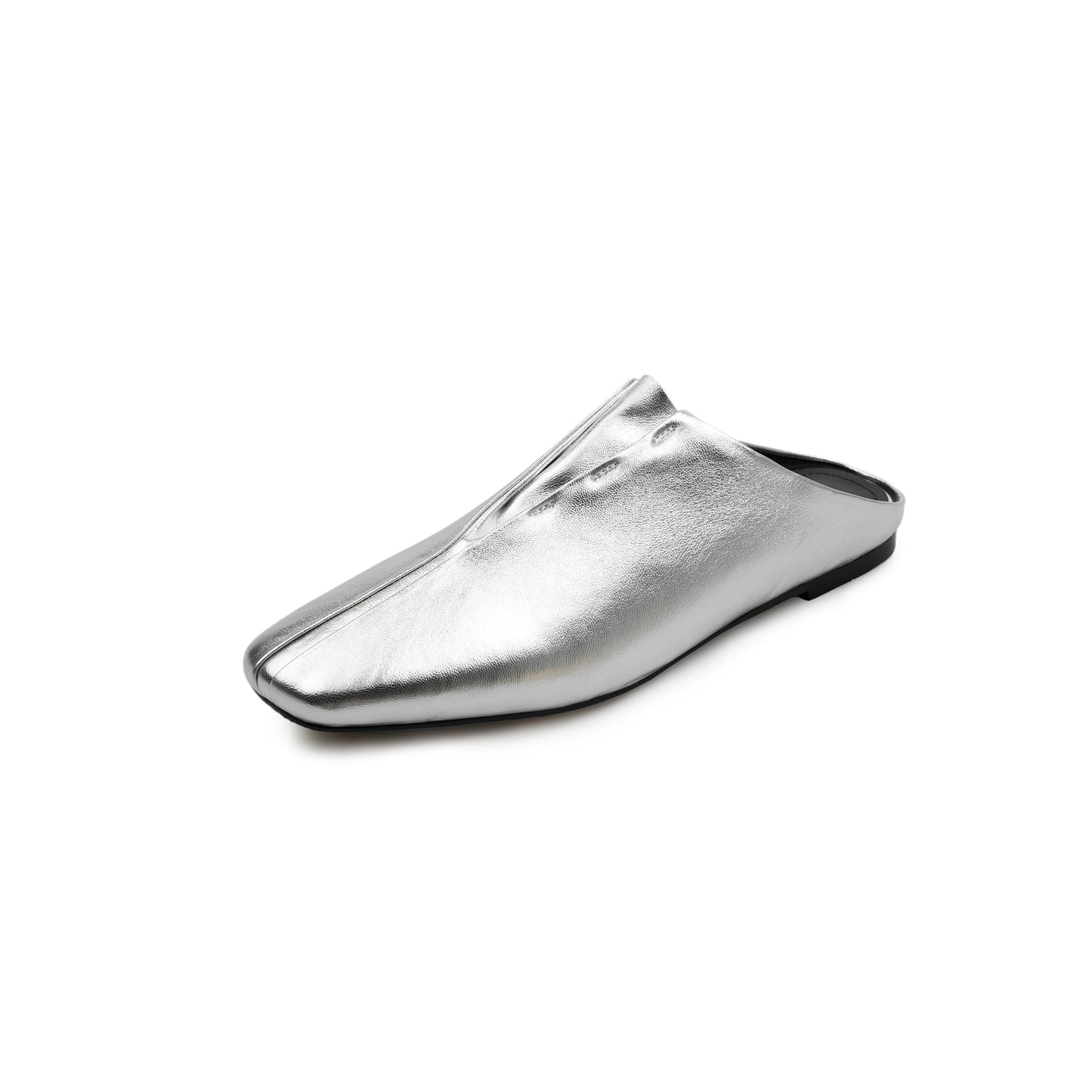 Genuine Sheepskin Mules Women Covered Square Toe Deep Mouth Flat Heel Casual Slippers Female Vacation Slides
