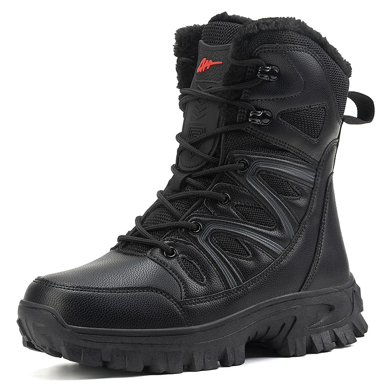 2026 Men Winter Outdoor Velvet Warm Snow Boots Walking Shoes Waterproof Ski Shoes High-Top Cotton Boots Thick Cotton Shoes