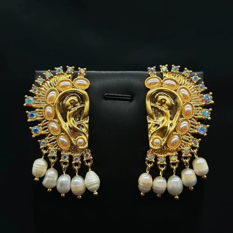 NISHIZAWA Pearls Earrings for Women Tassels Hyperbole Palace Style Vintage Jewelry Fashion Classic Elegant Pendientes Mujer