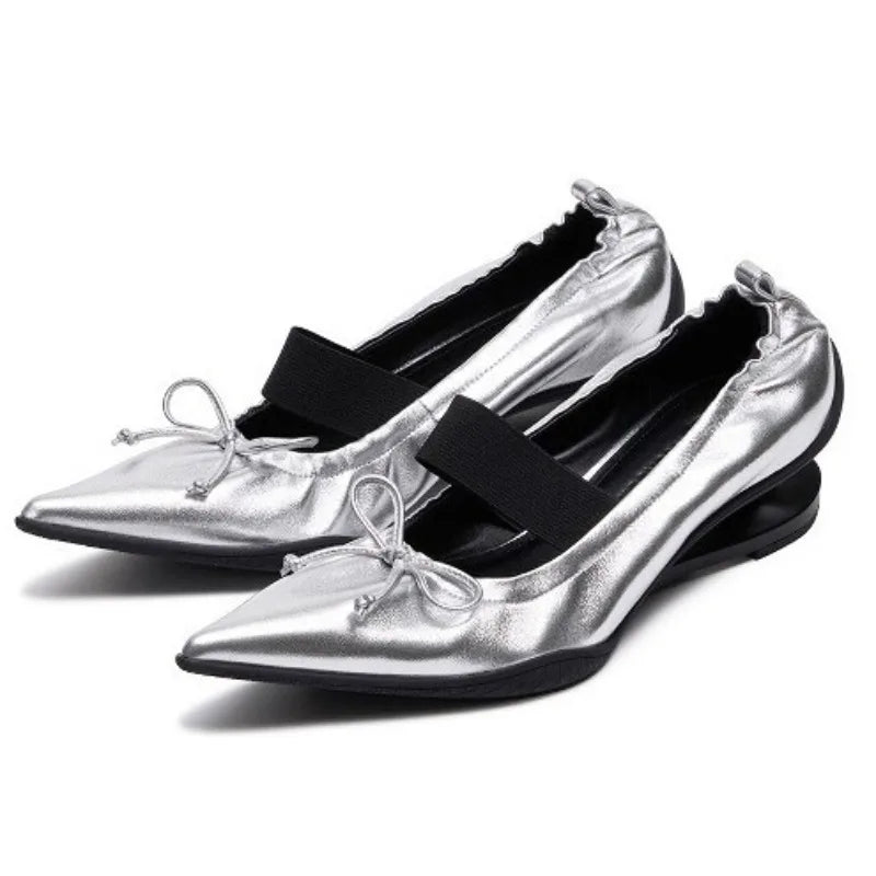 Retro Designer Mary Jane Shoes Women Strange Heel Bowknot Dress Shoes Female Ballet Style Fashion Brand High Heels Women Pumps