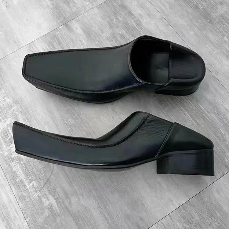 Women/Men's Square Toe Flat Derby Shoes Black Leather Shoes 2026 New Fashion Office Party Dress Business Shoes 35-43