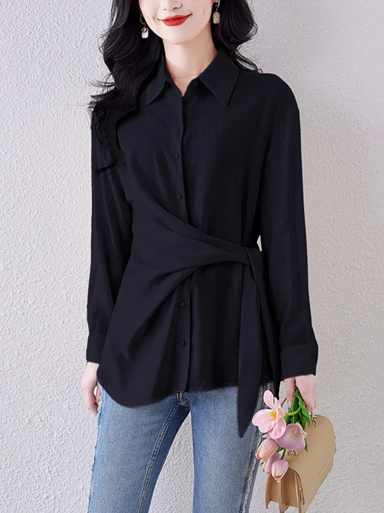 New Spring Women Blouses France style office ladies shirts solid color tops blusa mujer