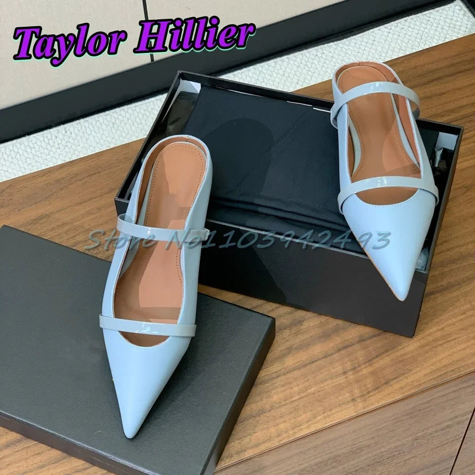 8.5CM Silver Heels Strappy Heeled Sandals Shallow Slip On Pull On Super High Heel Genuine Leather Sandalias Top Quality Size 41