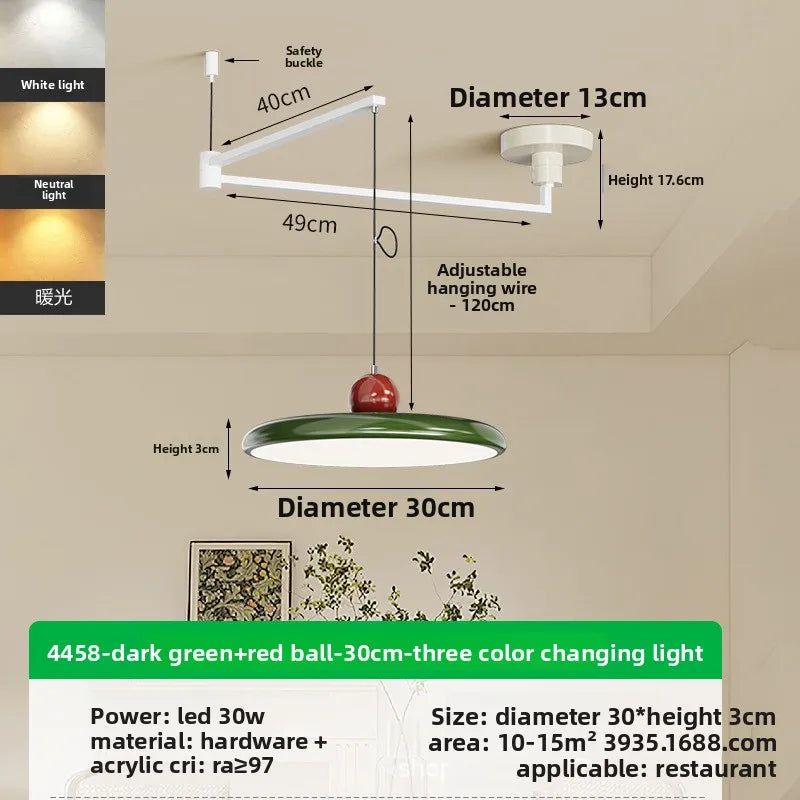 Movable Rocker Arm Restaurant Chandelier Modern Simple Table Light Advanced French Full Spectrum Eye Protection Light