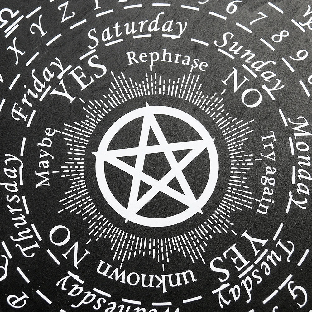 25cm Pentagram Black Wood Pendulum Witchcraft Altar Board Star Crystal Divination Game Props Dowsing Metaphysical Message Prompt