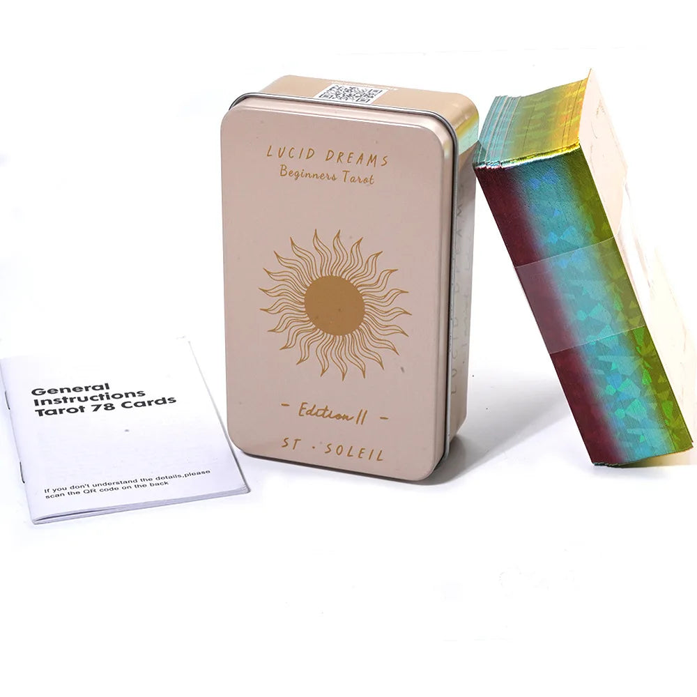 10.3*6cm Lucid Dreams Beginners Tarot In A Tin Metal Box Tarot Deck with PDF GuideBook Divination Cards