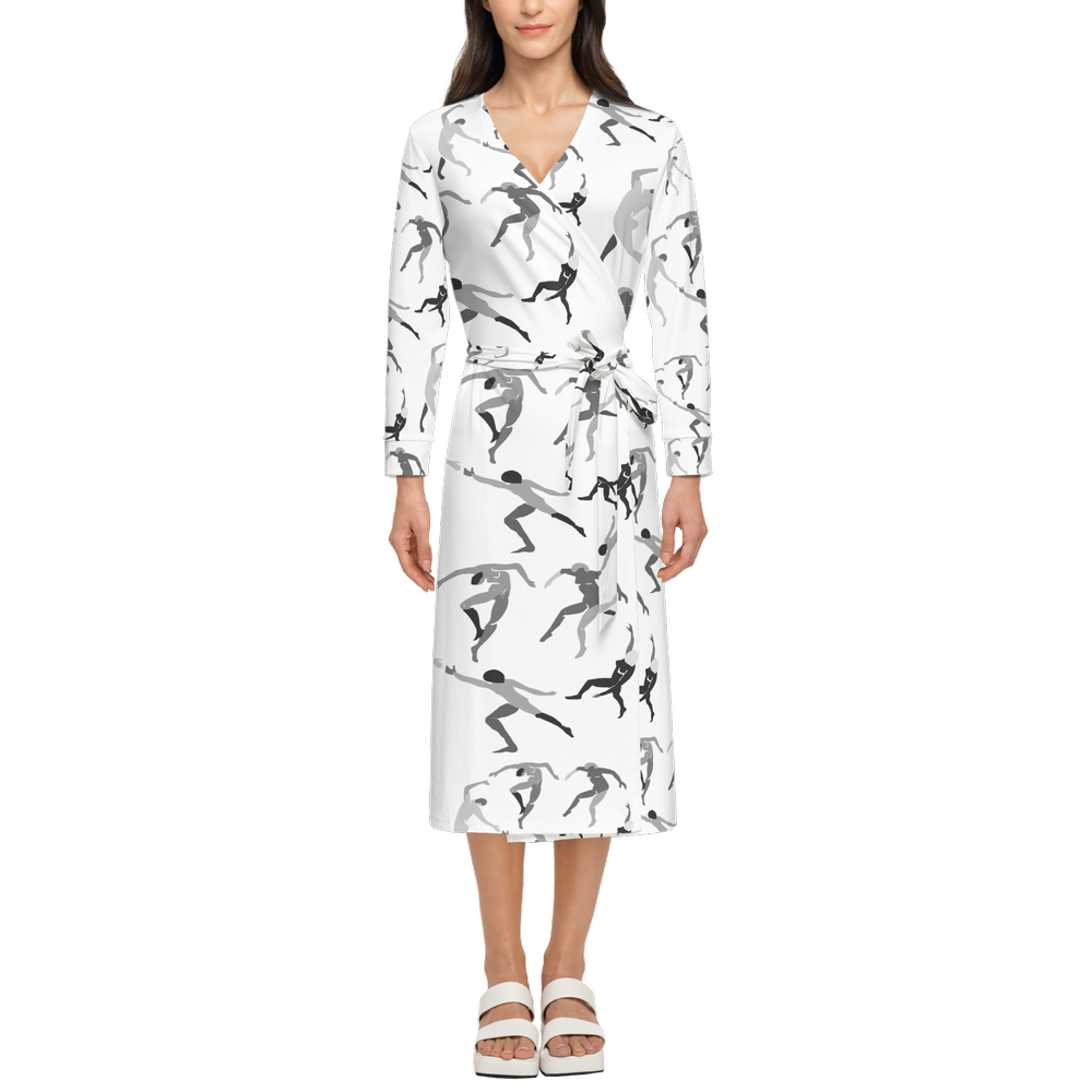 Women's ¾ Sleeve Wrap Dress-Heavy Knit