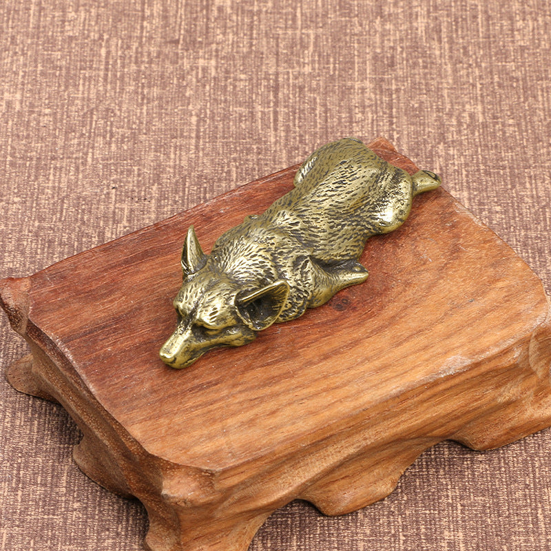 Corgi Pure Copper Planking Wangcai Puppy Desktop Decoration