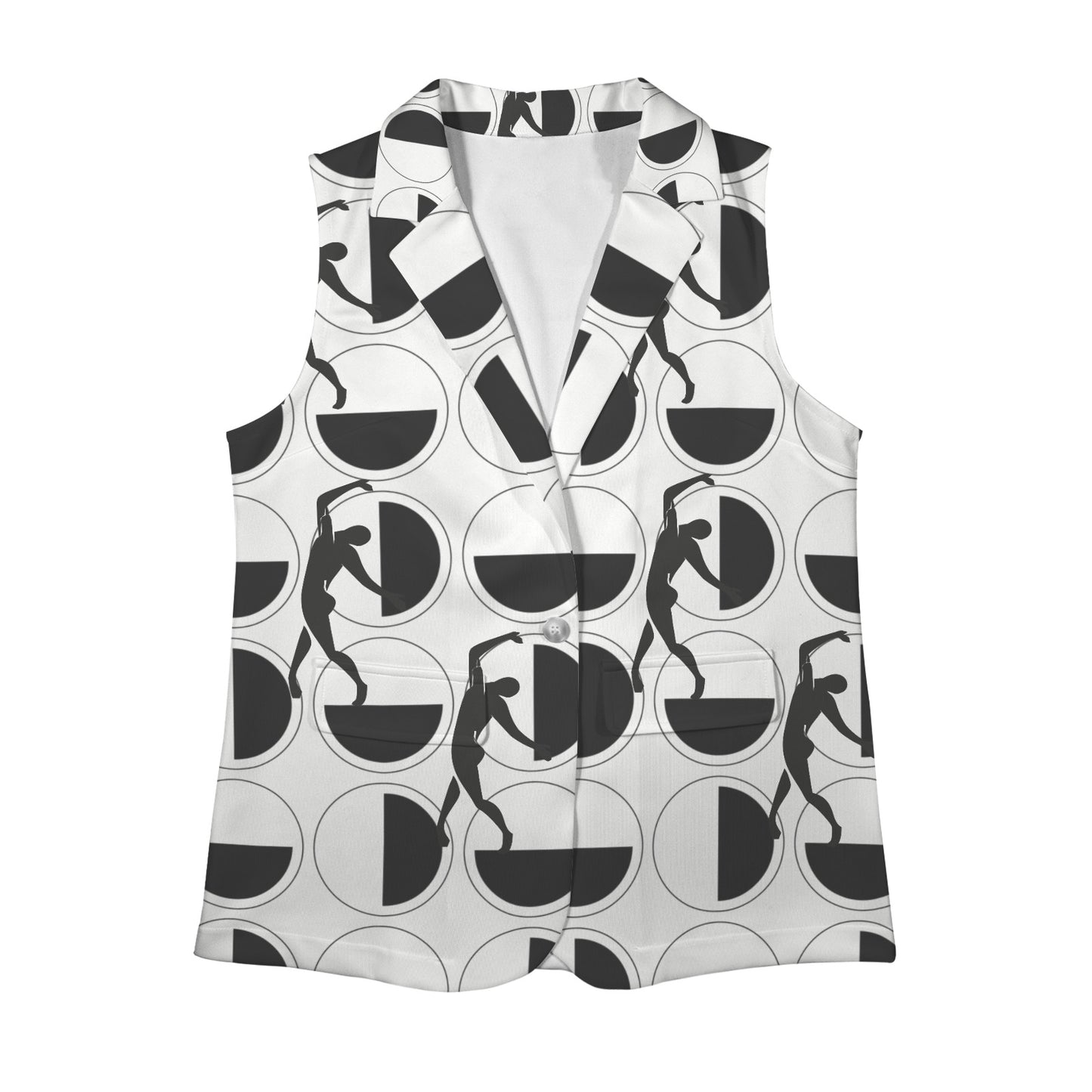 Women's Sleeveless Blazer popular fashion geometric BW