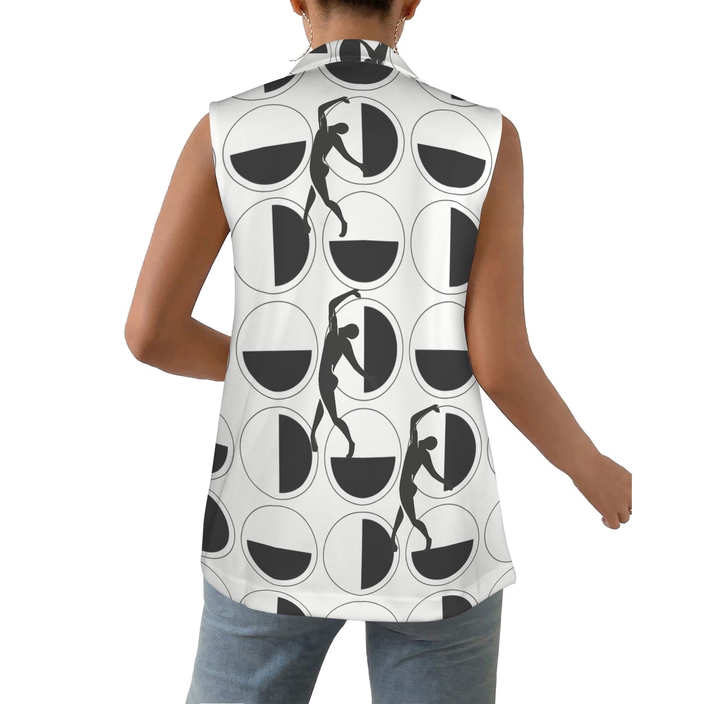 Women's Sleeveless Blazer popular fashion geometric BW