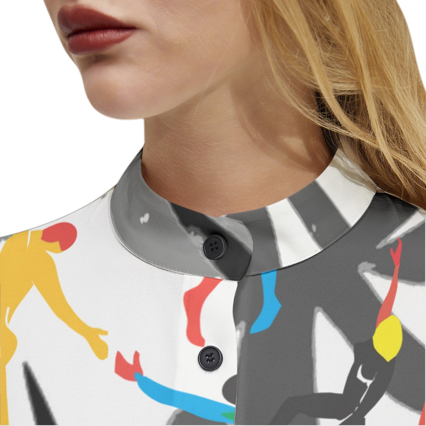 Solstice Matisse Dancers jungle Long Sleeve Button Up Casual Shirt Top