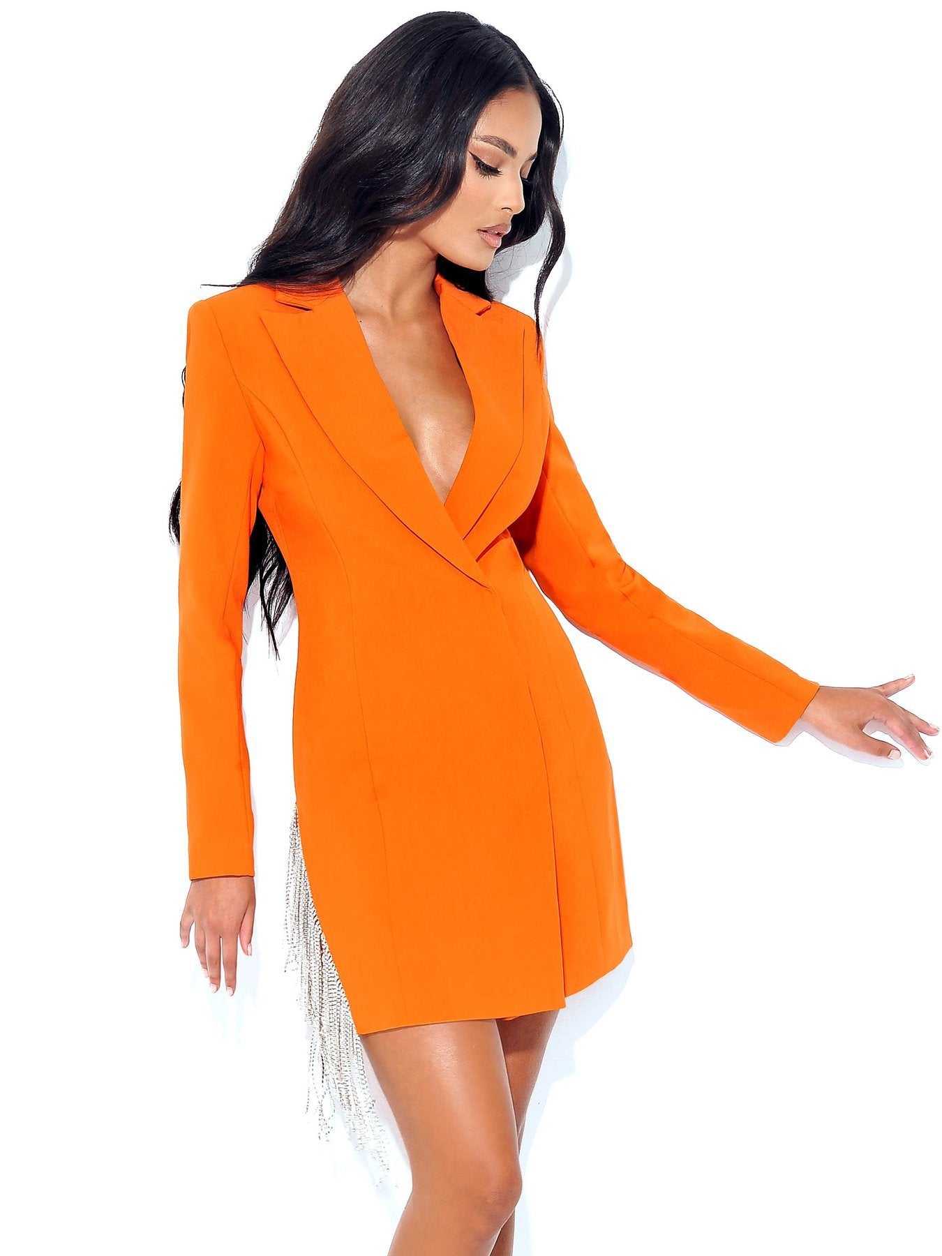 Assimetrical Long Sleeved V Neck Solstice Fashion Suit Short Skirt