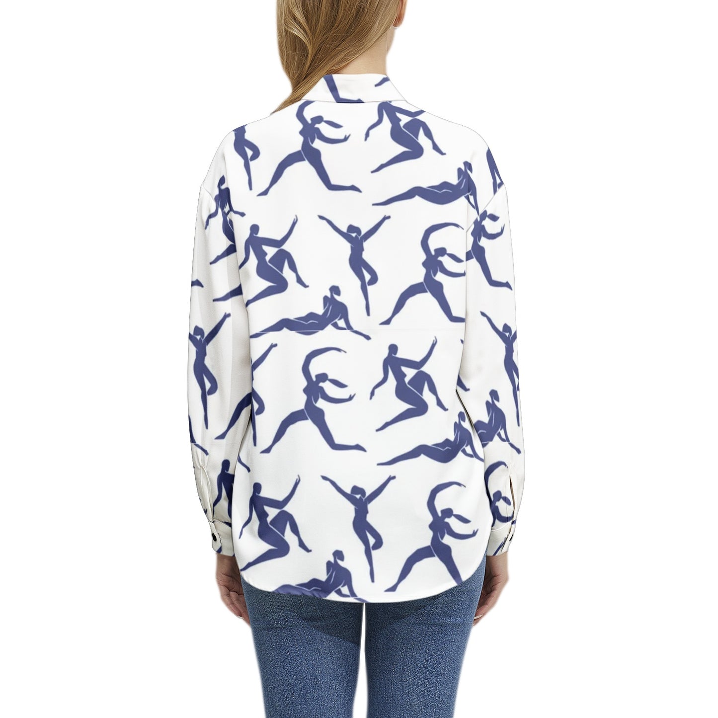 Solstice blue dancers Long Sleeve Button Up Casual Shirt Top
