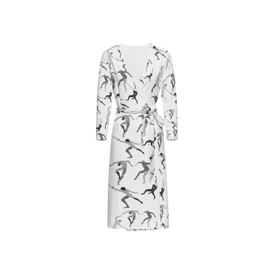 Women's ¾ Sleeve Wrap Dress-Heavy Knit