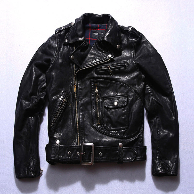 Exclusive Japanese  jacket made from antique vintage horse leather. Motorcycle Riding Clothing