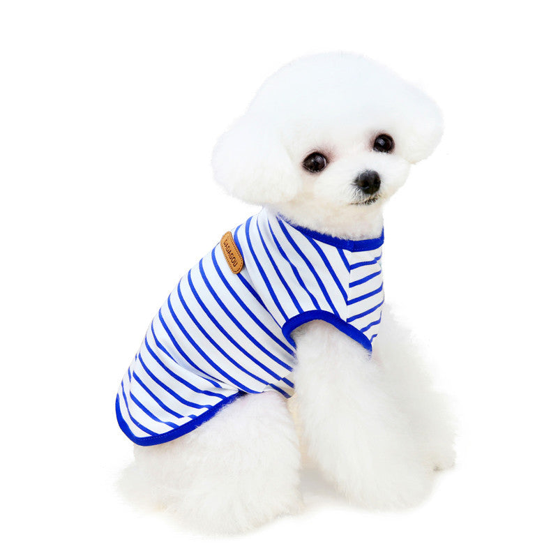 Pet Clothing Spring And Summer Leisure Striped Vest