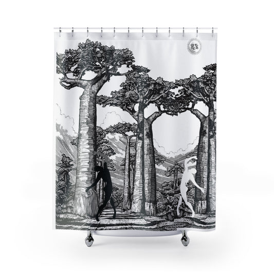 SOLSTICE Shower Curtain BAOBABS BW