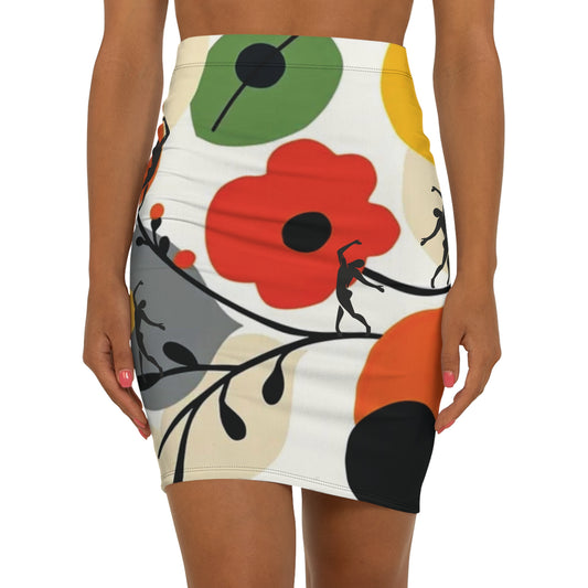 SOLSTICE FLOWERS Mid-Waist Pencil Skirt (AOP)