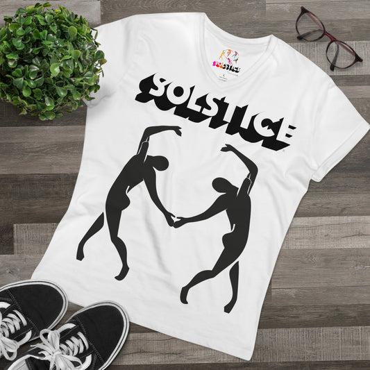 Solstice Dancers Men’s Presenter V-neck white  Organic 7 bw