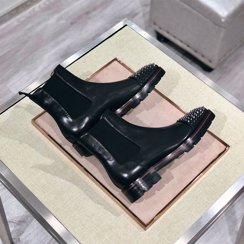 Luxury business trendy boots high top leather