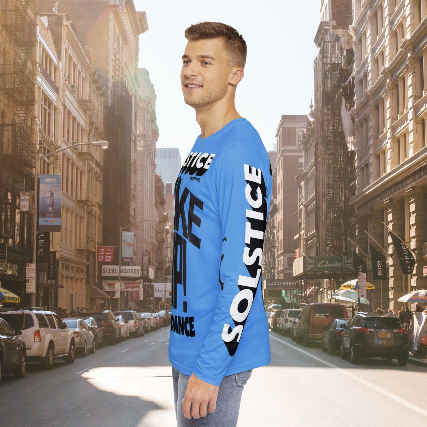SOLSTICE Wake Up light blue Long Sleeve Shirt (AOP)