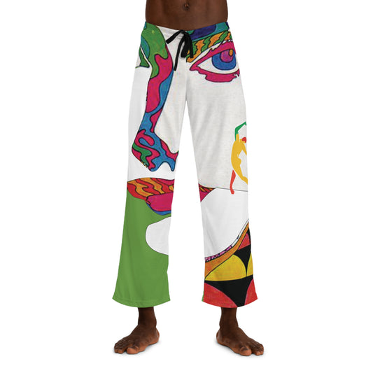 SOLSTICE Psychedelic withe green Men's Pajama Pants (AOP)
