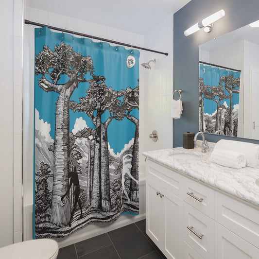 SOLSTICE Shower Curtain BAOBABS turquoise