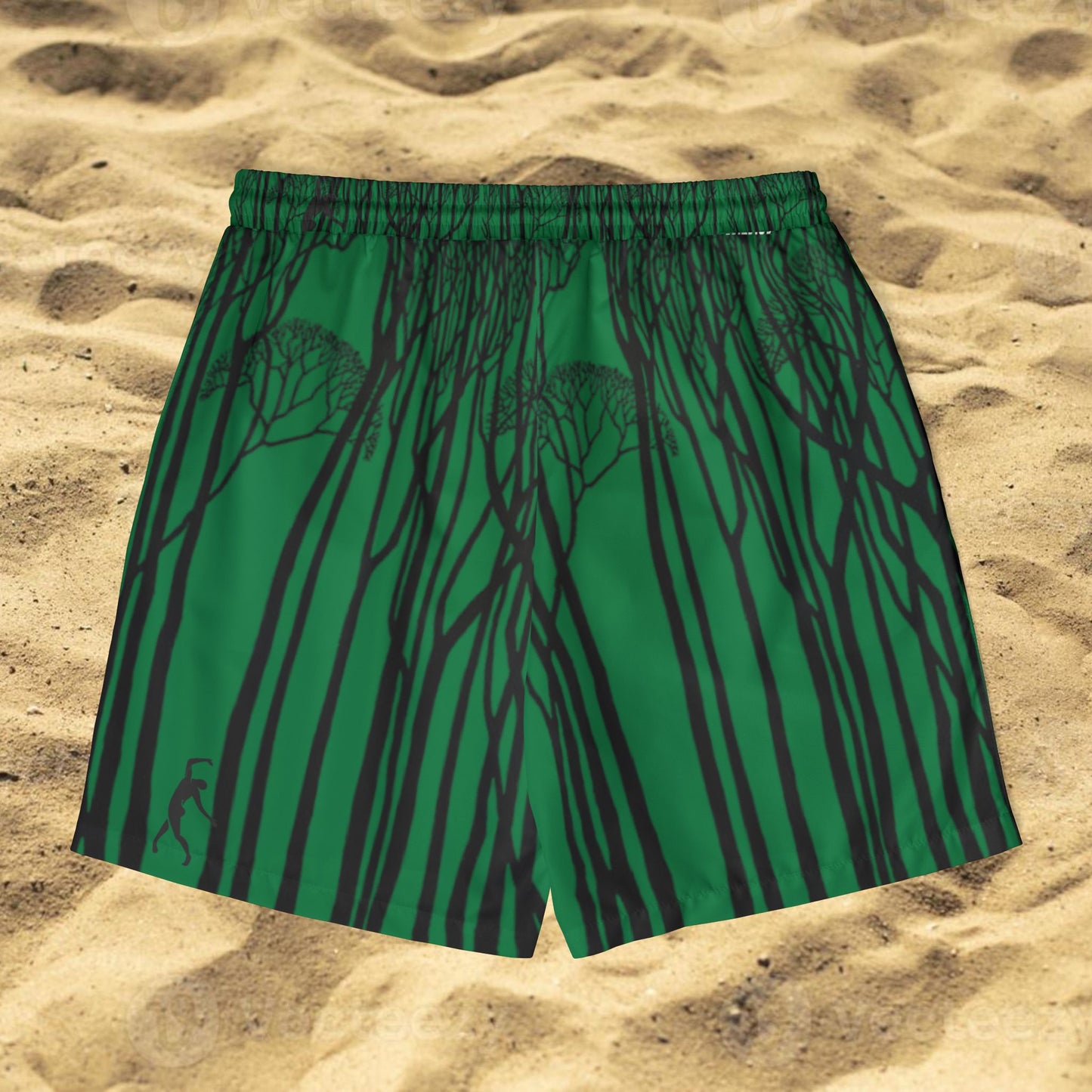 Unisex SOLSTICE TREES Dark green Swim Shorts (AOP)