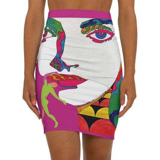 SOLSTICE POP ART Mid-Waist Pencil dark purple Skirt (AOP)