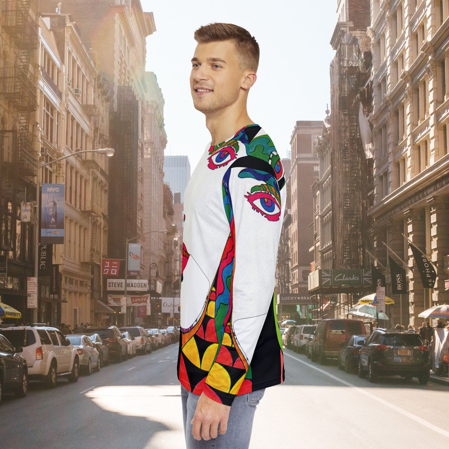 Men's POP ART Long Sleeve black Shirt (AOP)