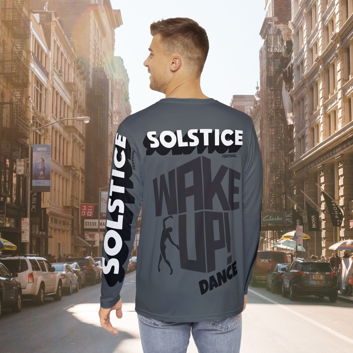 SOLSTICE Wake Up gray Long Sleeve Shirt (AOP)