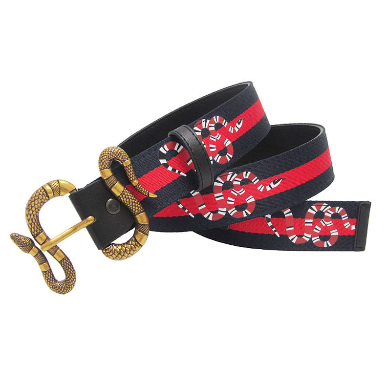 Men's snake buckle belt cowhide men's belt